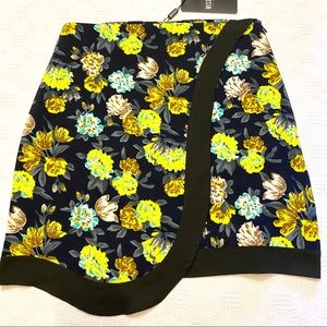 Missguided Black Floral Print Wrap Mini Skirt